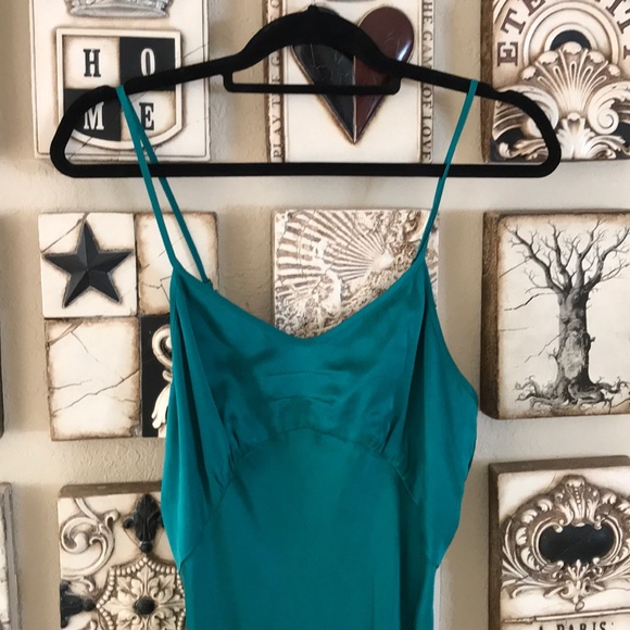 spell emerald silk slip dress
